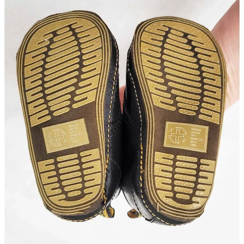 Dr. Martens Newborn Black Leather Crib Shoe Bootie 4